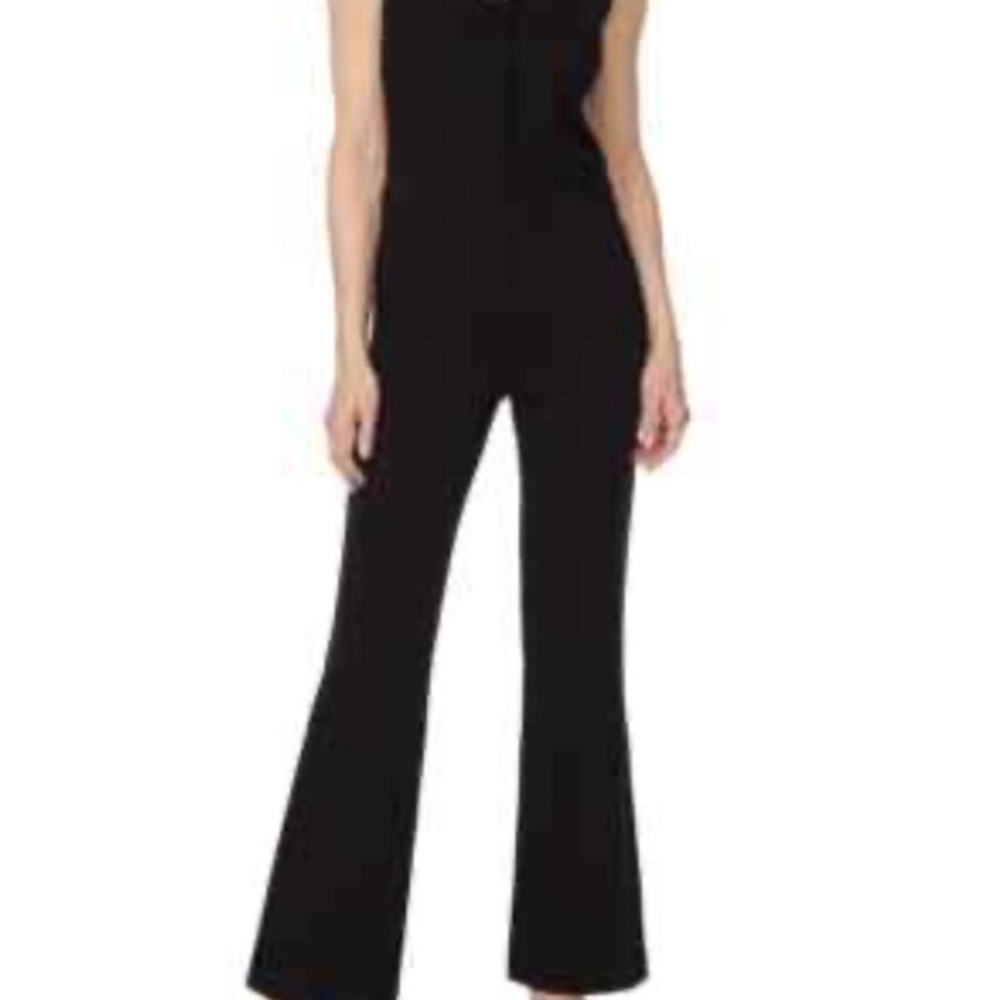 Buffalo David Bitton Black Sleeveless Jumpsuit Stretch Zip Back Workwear Ponte M